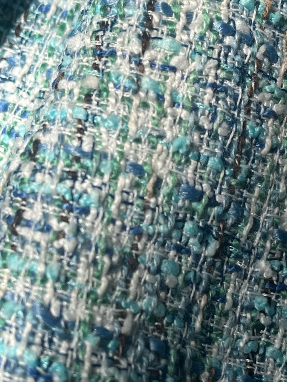 Zara Teal & White Tweed Double-Breasted Blazer - Picture 2 of 15